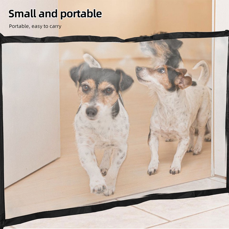 Cloth Mesh Cat Dog Gate Pet Barrier for Stairs Foldable Pet Barrier for