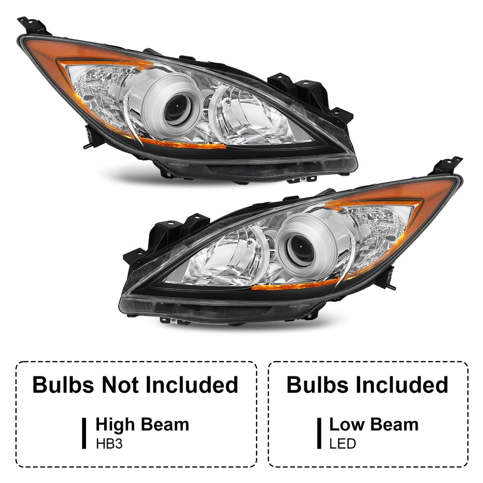 Pair LED Headlights Assembly For 2010 2011 2012 2013 Mazda 3 Sport Left+Right - Image 3 of 4
