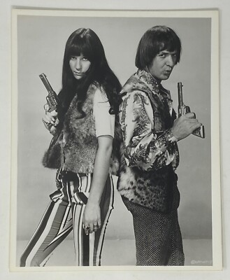 SONNY & CHER 8X10 Glossy Black and White Publicity Photo Reprint B&W Music Image