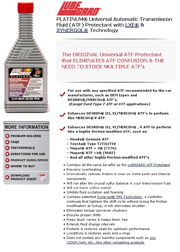 Lubegard Automatic Transmission Platinum Universal Additive 63010 eBay