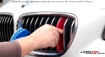 SANRILY Blue BMW Grille Stripes – Glossy ABS Grille Inserts For BMW 1 2 3 4 Series F20 F30 F36 (2012-2016)