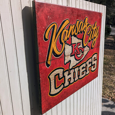 Kansas City Chiefs sign ,hand painted ,wooden ORIGINAL