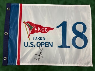 Wyndham Clark Gewinner signiert 123. US Open bei LACC Golf Flagge + Händler Echtheitszertifikat