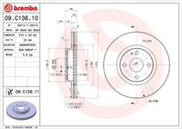 2X Brembo 09.C136.11 Bremsscheibe FüR Mazda