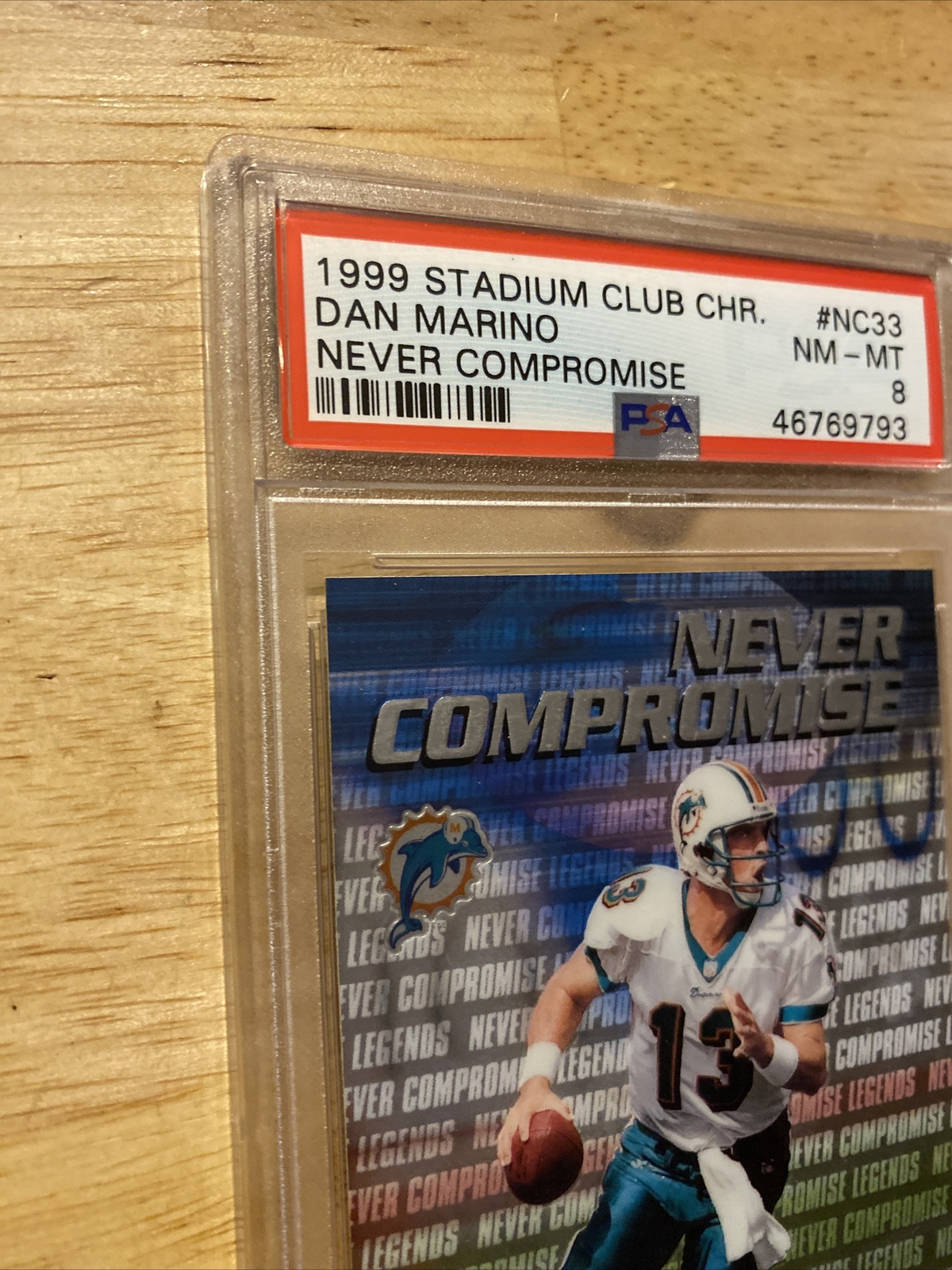 Dan Marino PSA 8 Topps Stadium Club Chrome Vintage Football Card 1999 Dolphins view 3