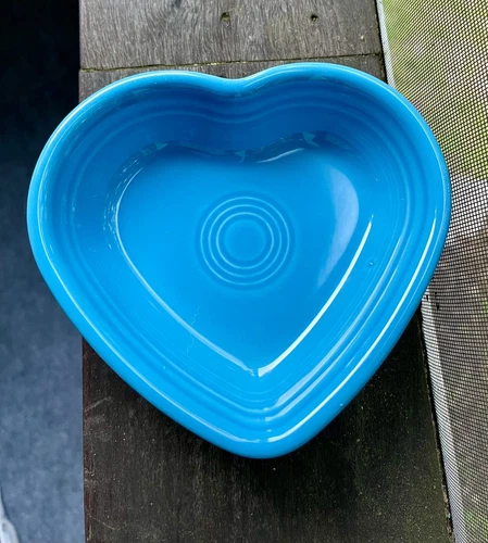 Fiesta Small 6" Peacock Blue Heart Bowl-Fiestaware Candy Nut Dish. 1st Quality