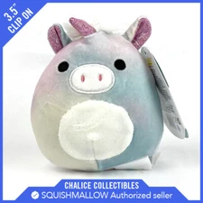 Squishmallow Kellytoy Plush Ruthie the Unicorn Clip On Keychain 3.5" NWT