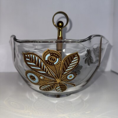 Georges Briard HERITANCE Snack Bowl with Wood & Brass Center Post