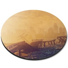 Round Mouse Mat City Ruins Apocalyptic Art #50538