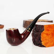 Briar Wooden Bent Billiard Tobacco Pipe Multi-use For Cigarette 9mm Filter Stem
