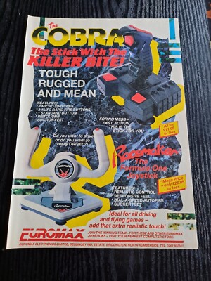 ORIGINAL COBRA JOYSTICKS EUROMAX 80ER MAGAZIN COMPUTER WERBUNG 8X12'' 