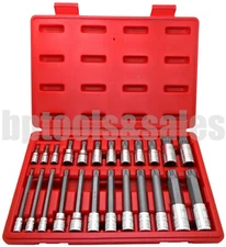 24pc LONG SPLINE & SHORT SPLINE BIT SOCKET SET S2 STEEL XZN TRIPLE SQUARE 12-PT