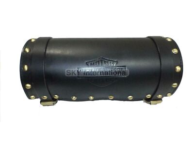 Black Pure Leather Triumph Engraved Tool Roll Bag – Motorcycle Storage