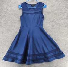 Lulus Dress Womens Small Sleeveless Blue Fit Flare Midi