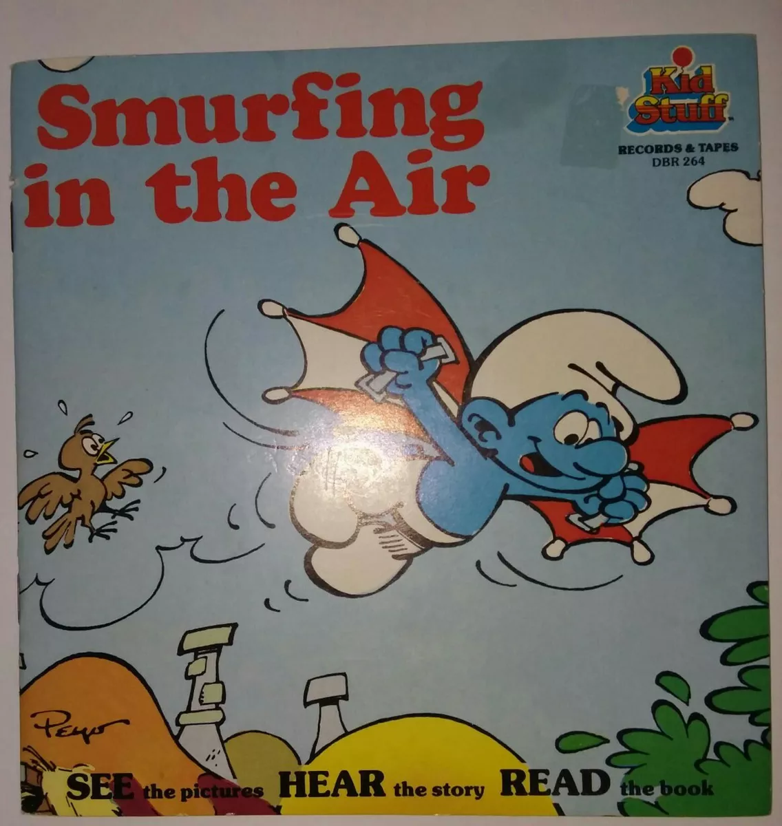 Smurfs Vintage 1984 Collectible Smurfing in the Air Read-along Book w record