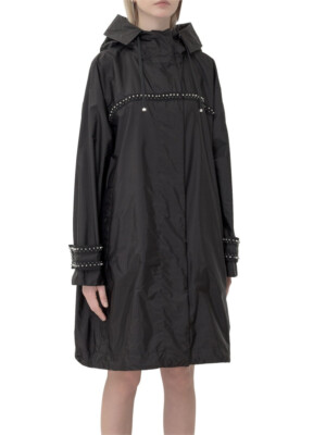 NWT MONCLER Prasin Hooded Studded Oversized Raincoat SZ 2 Moncler