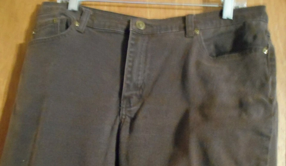 Style Co Womens Petite 14P Brown Denim Straight Leg Zipper Pants Capsule Core - Image 2 of 4