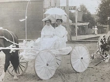 c1890 Photo Two Women In White Decorated Horse Cart Suffrage?