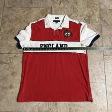 Vtg Tommy Hilfiger England Polo Rugby Shirt Mens XL Red White Custom Fit