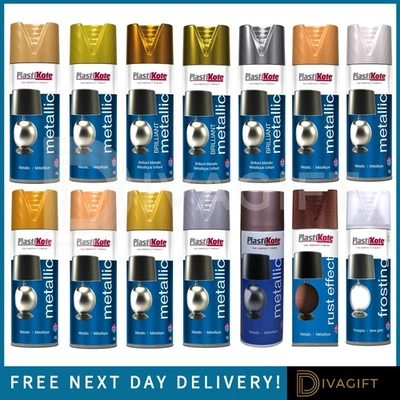 PLASTIKOTE BRILLIANT METALLIC SPRAY PAINT 400ML FOR STONE WICKER WOOD METAL NEW