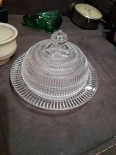 Hazel Atlas Beehive Glass Covered Butter Dish