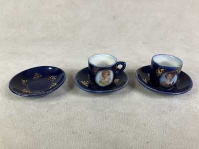 Vintage Miniature Tea Cup & Saucer, 2 Teacups  3 Saucer, 1 1Teacup Handle Broken