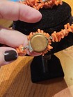 Vintage Orange Branch Coral Necklace And  Pierced Earrings Beach Jewelry Set — photo 3