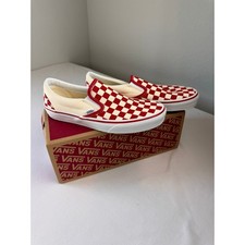 Vans Classic Checkerboard Slip-On Red White Canvas Sneakers Women's 8.5 Men's 7