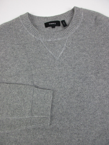 Mens Small Theory Alocs Sweater 100% Cashmere crewneck heather gray