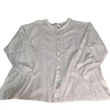 Animale French Designer White Cotton Blouse Top Lagenlook Boho Sheer Oversized