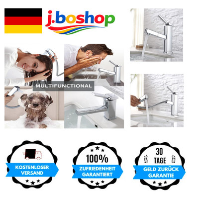 Waschtischarmatur mit Ausziehbarer Spritze Mischbatterie Bad Chrom