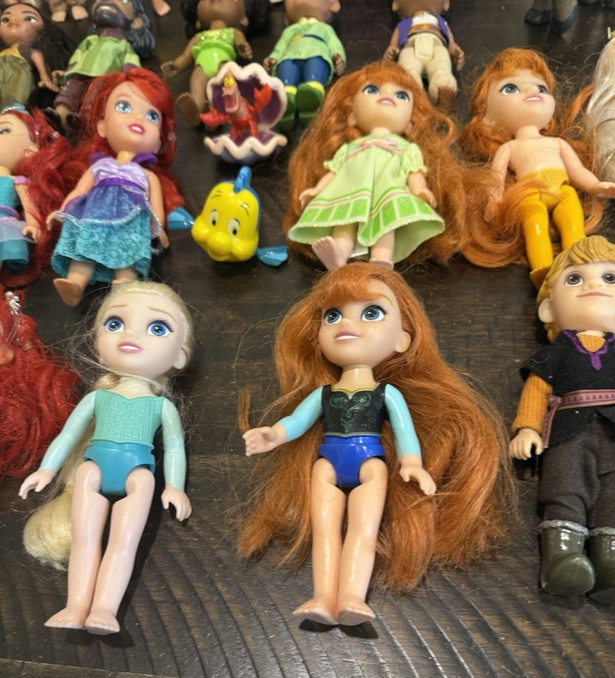 Difícil de Encontrar Muñeca Disney Pequeña Anna Elsa Kristoff Flynn Aladdin, Tiana Lote 32 Unidades Foto 4 de 4