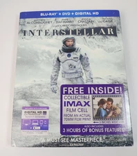 Interstellar (Blu-ray/DVD, 2015) With 70mm IMAX Film Cell and Slipcover