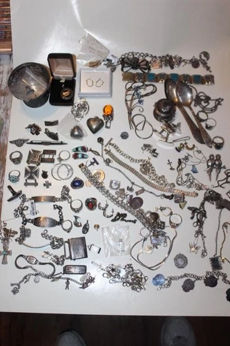 Lot Sterling 925 Silver Charms Bracelets Necklaces Ring + Repair Scrap 1030.5 g