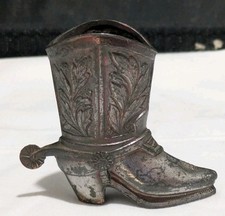 Cast Bronze Cowboy Boot with Stirrup Toothpick Holder Approx 2.5" High
