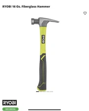 NEW Ryobi 16oz Fiberglass Hammer All-Purpose with 11" Fiberglass Handle RHH16SF