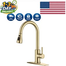 Gold High Arc Kitchen Faucet with Pull Down Sprayer - Stylish  Easy to Install