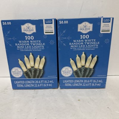 Holiday Time LED Christmas Lights , 2 Pack Lot, New In Box, 100 Count Each