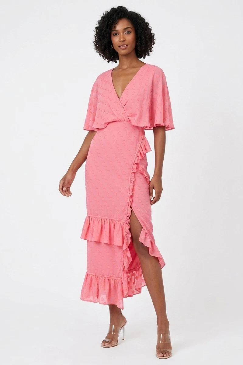 saloni fleur midi dress pink Saloni Fleur Midi Dress - Cerise