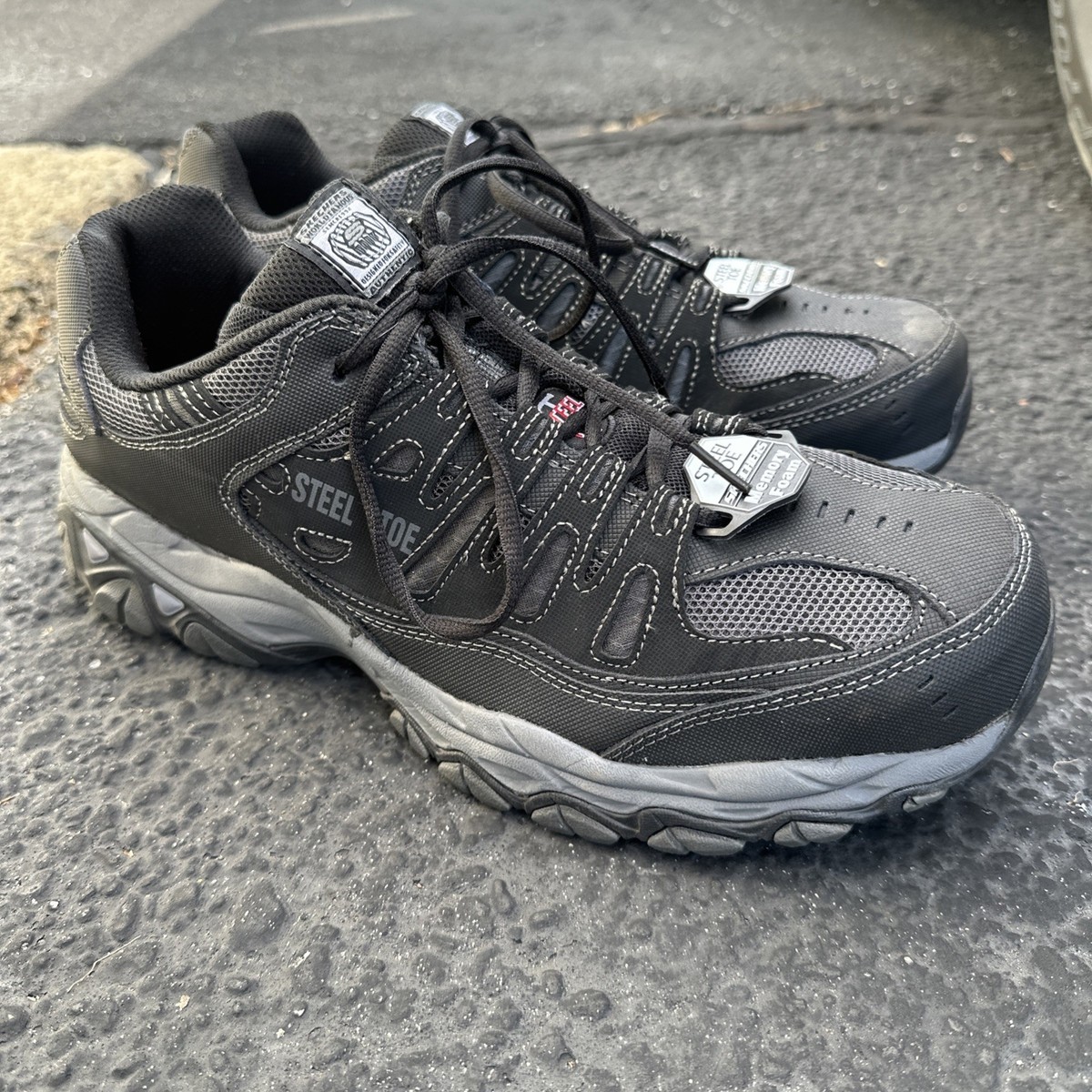 Memory Foam Skechers Cankton Skechers Square Toe Shoes Steel Toe