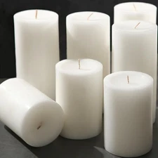 White Pillar Candles, Unscented Pillar Candles Bulk - 50 Hour Long Burn Time ...