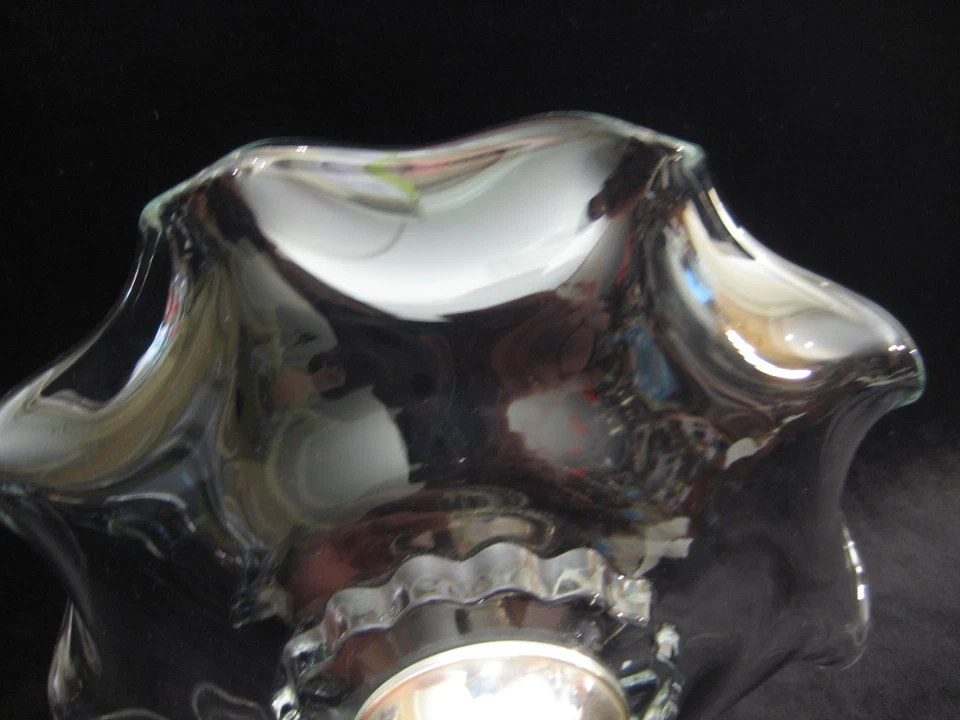 Compota vintage de plata esterlina y vidrio Alvin con borde con volantes, 5 1/2" T X 8" D Foto 4 de 4