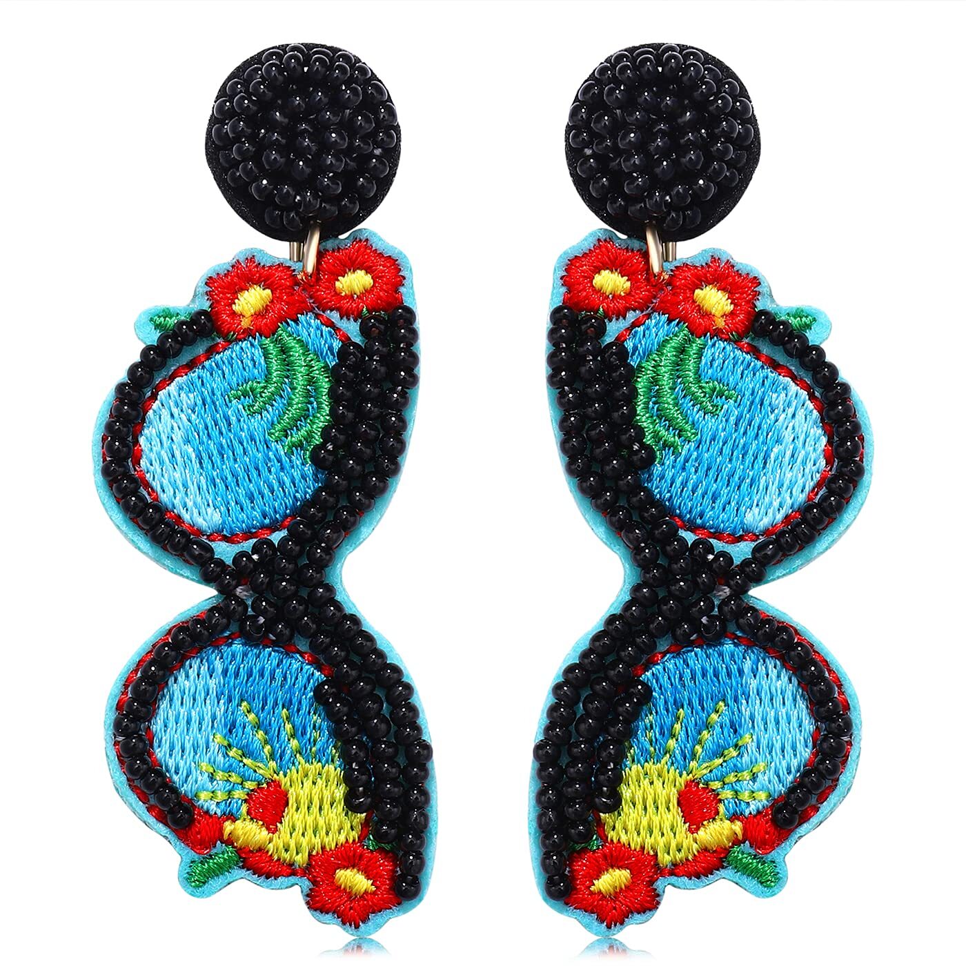 Boho Beaded Sunglasses Earrings for Women - Handmade Statement Dangle Earrings