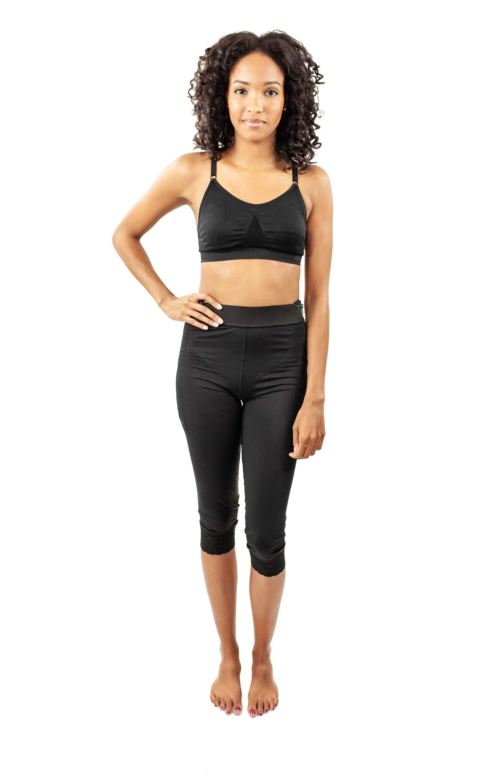 Post Surgery Compression Thigh Slimmer Shorts Womens Mic Calf 2" Lycra