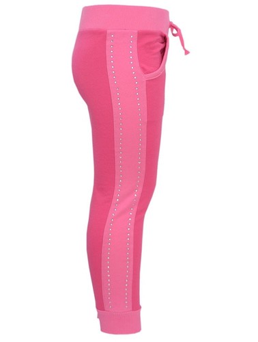 Dream Star Sport Girls Vivid Pink Drawstring Rhinestone Sides Jogger Pants 14 L - Picture 2 of 2
