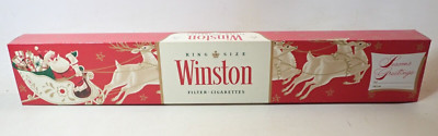 Vintage NOS Winston Cigarette Merry Christmas Empty Gift Advertising Display Box