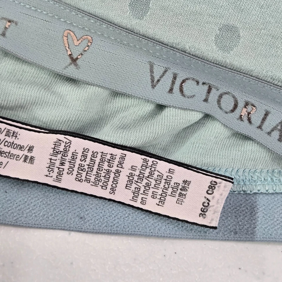 Victoria Secret Mujer Sujetador 36C Azul Lunares Inalámbrico Camiseta Ligeramente Forrada Foto 3 de 4