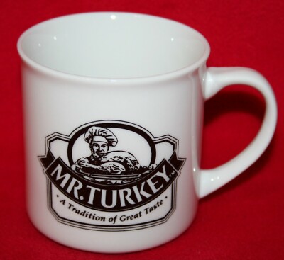 Vintage Mr. Turkey Brand Logo Brown Coffee Mug Lunch Meat Cold Cuts PROMO