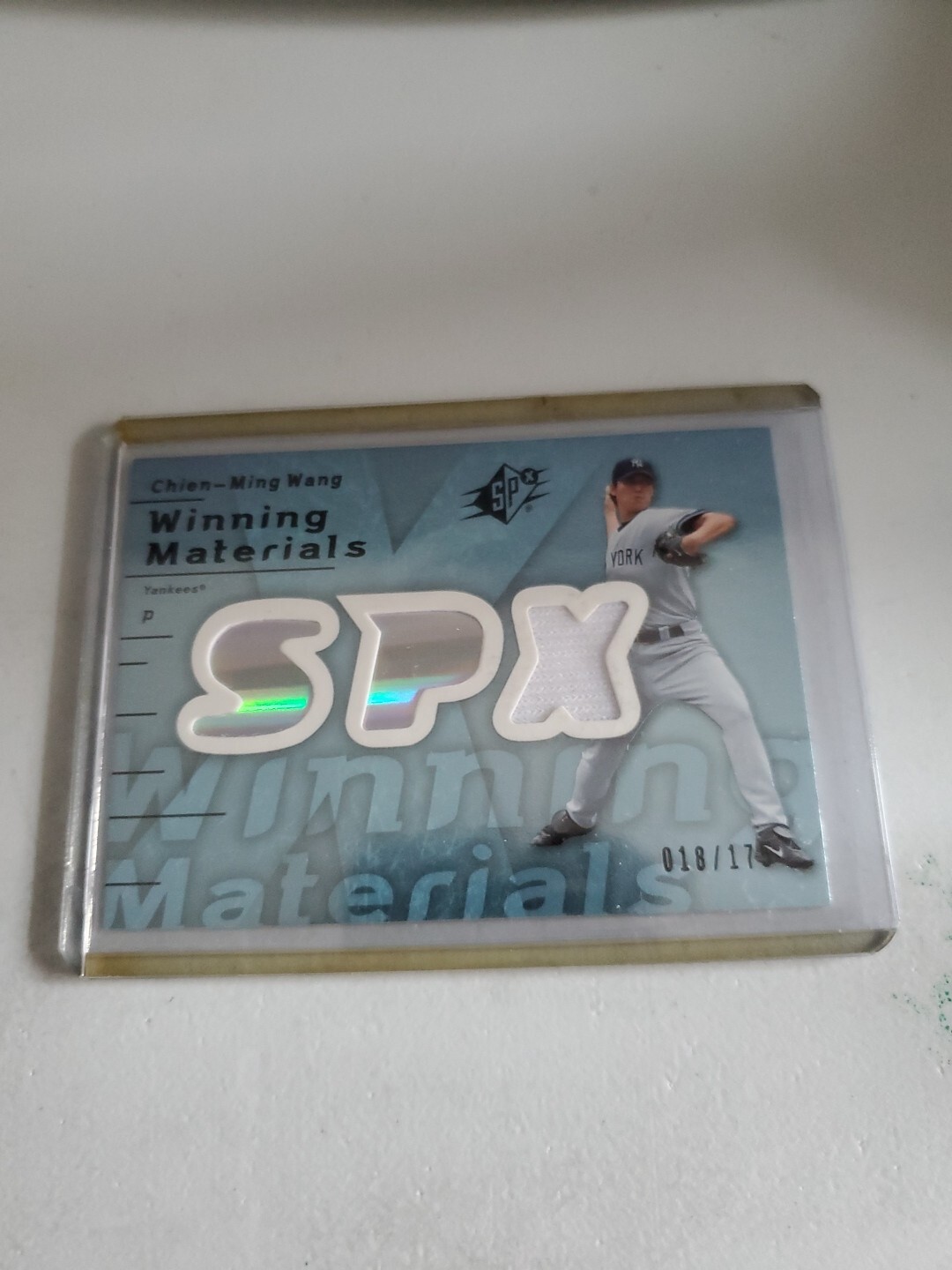 2007 CHIEN-MING WANG SPX WINNING MATERIALS BLUE JERSEY CARD YANKEES 018/175.