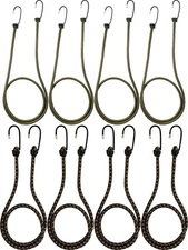 Bungee Shock Cords Nylon Elastic Stretch Secure Steel Hook Fasteners 4-Pack